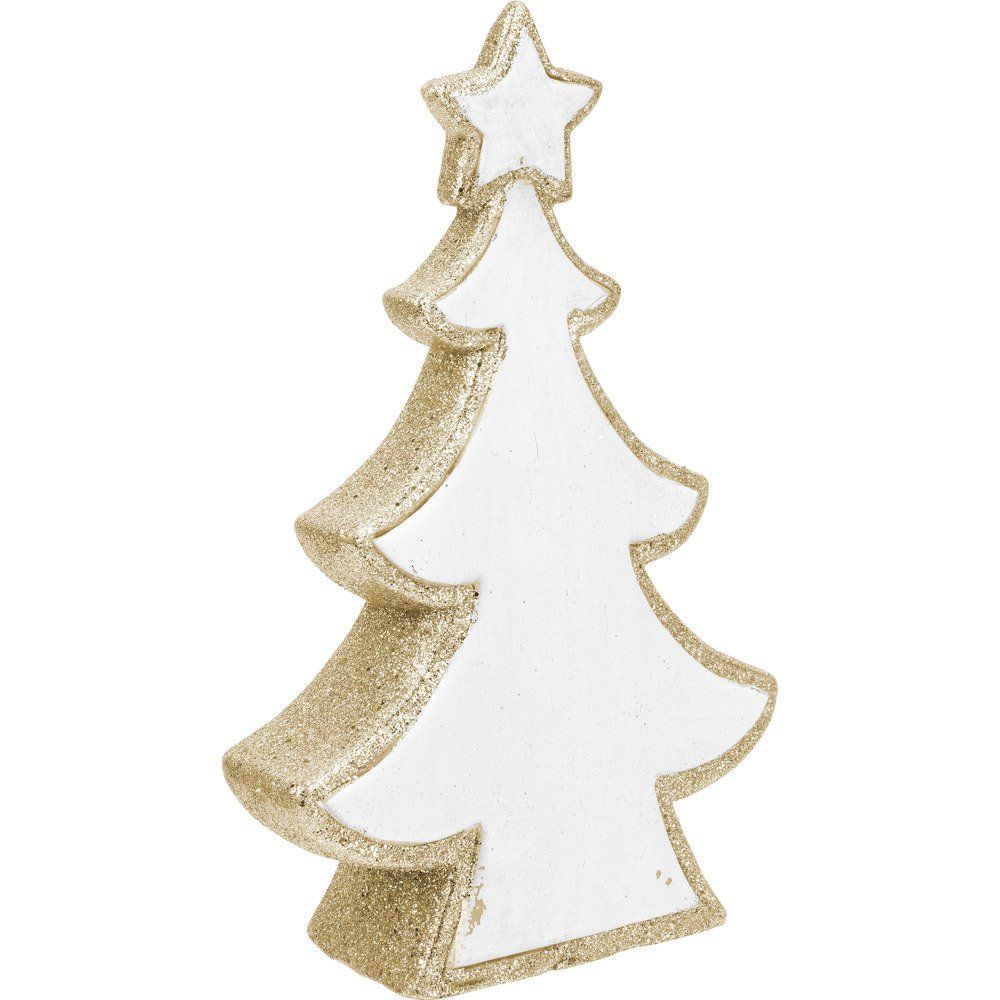 Home Styling Collection Vánoční strom s třpytem, bílý a zlatý, 30 cm - EMAKO.CZ s.r.o.