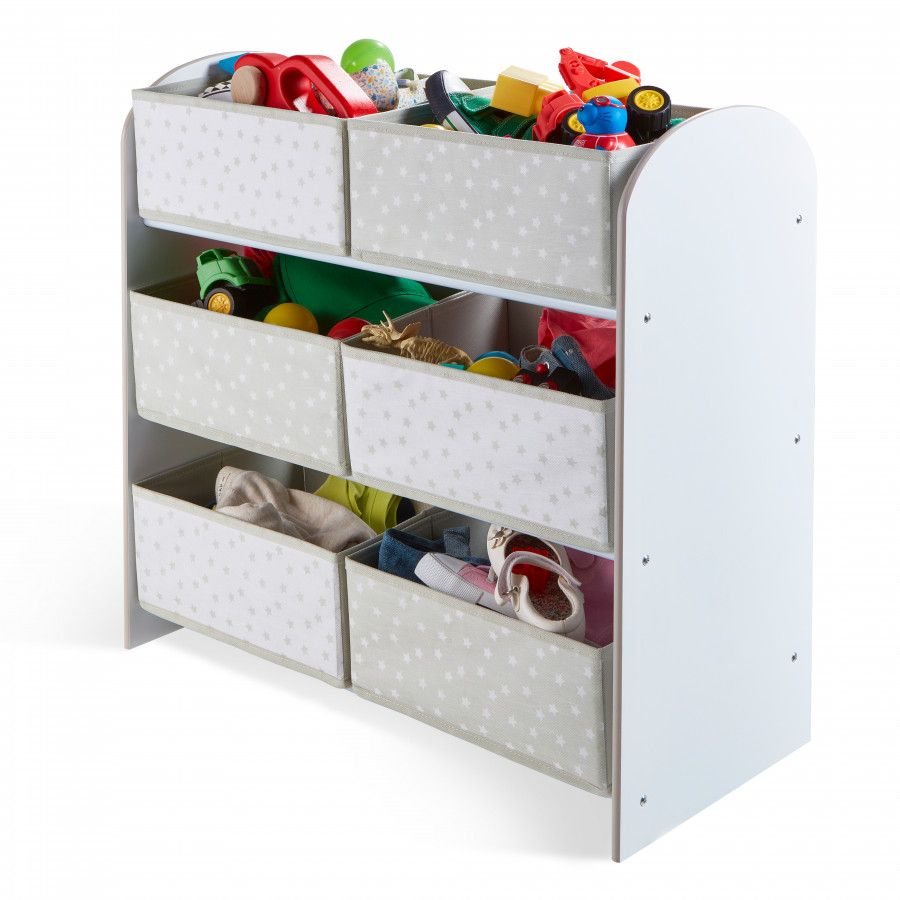 Forclaire Organizér na hračky s šedými a bílými boxy - ATAN Nábytek