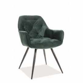 Židle čalouněná Cherry Velvet Černá Konstrukce/Zelený bluvel 78