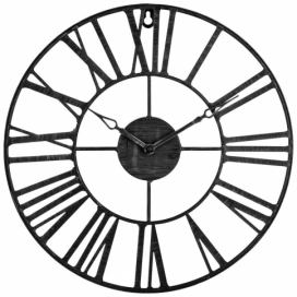 Atmosphera Nástěnné hodiny kovové VINTAGE v černé barvě, 36,5 cm