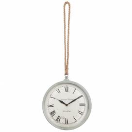 Nástěnné hodiny na laně, závěsné dekorativní hodiny Atmosphera, O26 cm šedá barva