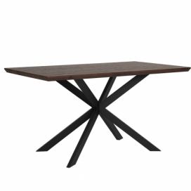 Jídelní stůl 140 x 80 cm, tmavé dřevo s černým SPECTRA