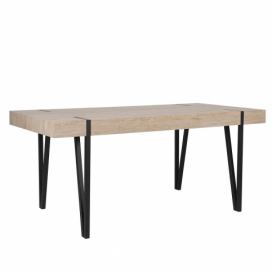 Jídelní stůl 180 x 90 cm, světlé dřevo s černou ADENA