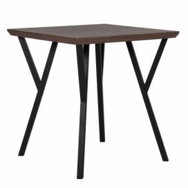 Jídelní stůl 70 x 70 cm, tmavé dřevo s černým BRAVO