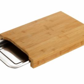 Řezací deska se zatahovacím ocelovým podnosem, kuchyňské doplňky z bambusu - 24,5 x 35 cm, WENKO