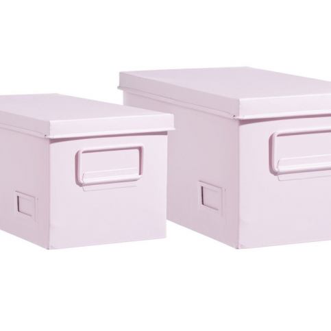 Atmosphera for kids Skladovací krabice z kovu, růžové dekorativní krabice s víkem. - EMAKO.CZ s.r.o.