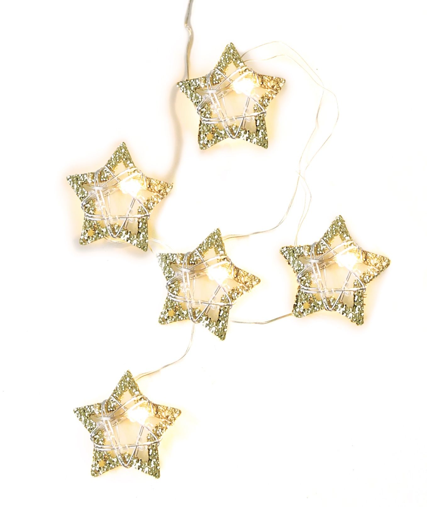 ACA DECOR LED Vánoční girlanda - Kovové hvězdičky, teplá bílá, 2xAA, 220 cm - STERIXretro
