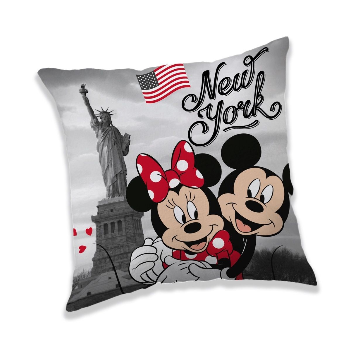 Jerry Fabrics Polštářek Mickey a Minnie in New York, 40 x 40 cm - 4home.cz