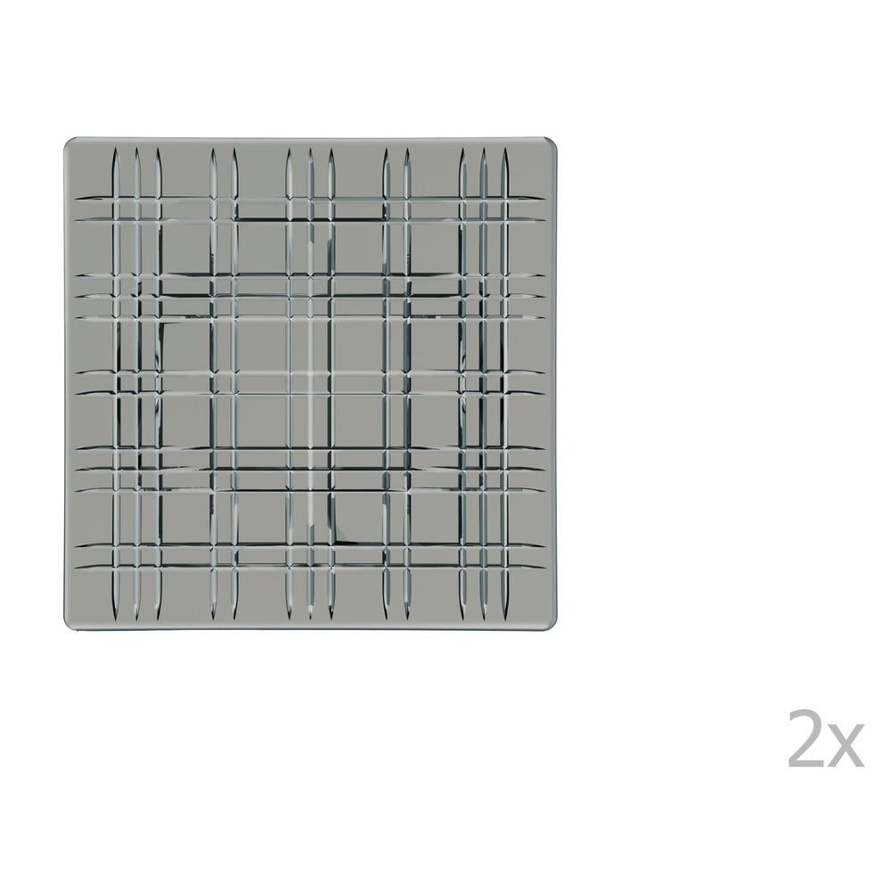 Sada 2 šedých čtvercových talířů z křišťálového skla Nachtmann Square Platter Smoke, 21 x 21 cm - Bonami.cz