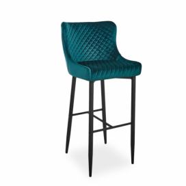 Barová židle COLIN B H1 VELVET Černý Rošt/Zelený BLUVEL78