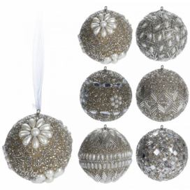 PROHOME - Koule vánoční stříbrná 7cm různé motivy