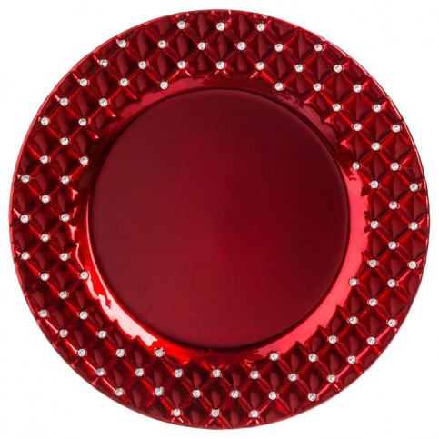 Fééric Lights and Christmas DIAMS dekorativní kulatý talíř, červená, 33 cm - EMAKO.CZ s.r.o.