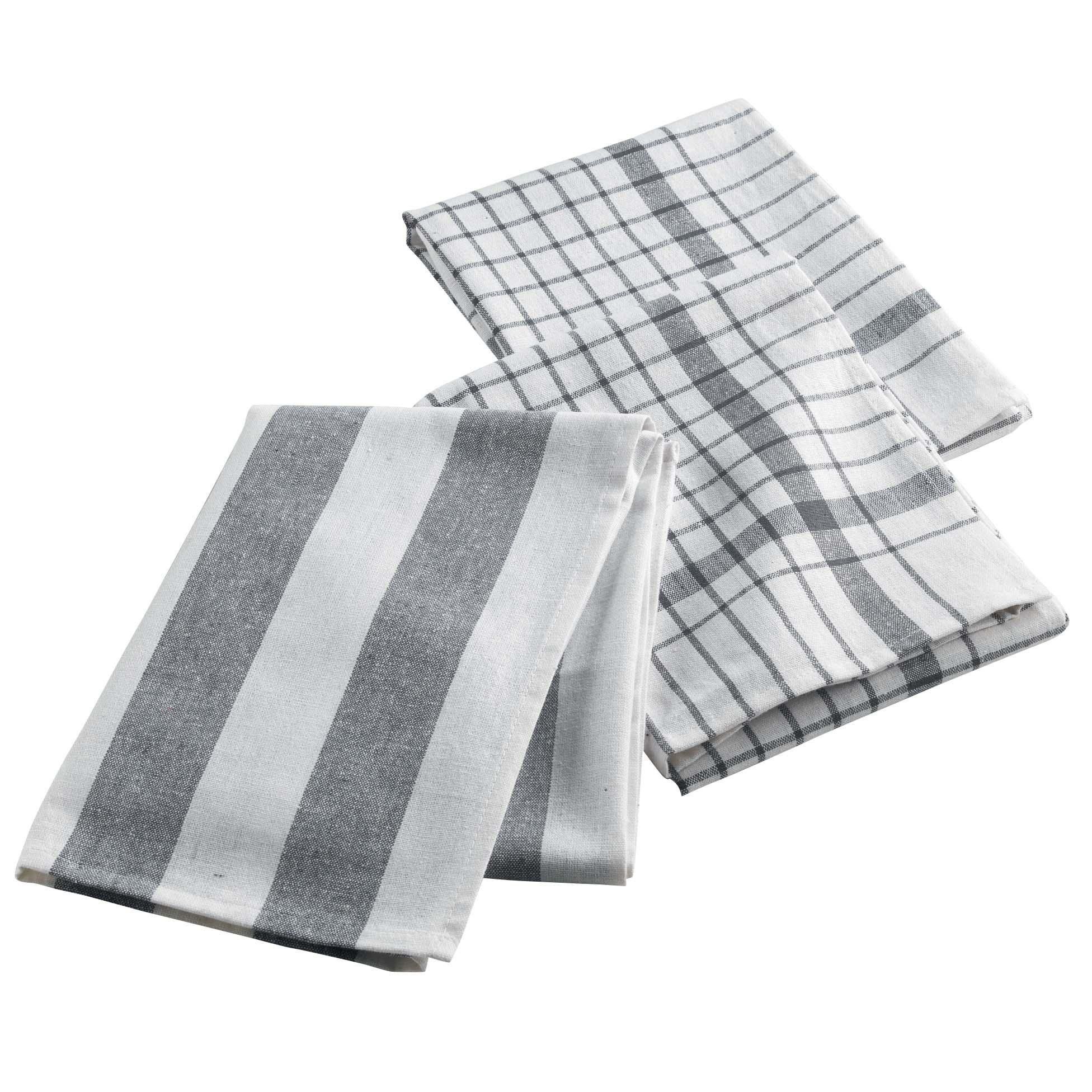 Douceur d\'intérieur Kuchyňské ručníky, 3 kusy UTILO, 50 x 70 cm, šedá barva - EMAKO.CZ s.r.o.