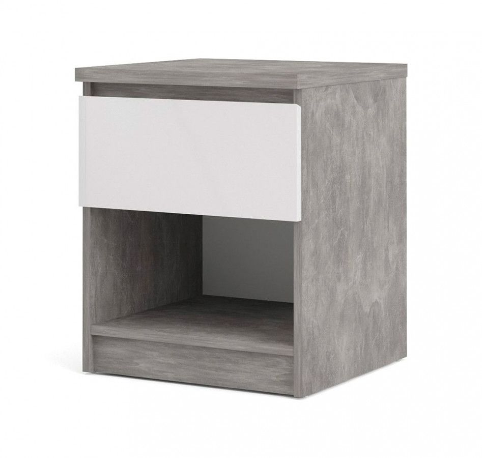 Falco Noční stolek Simplicity 238 beton/bílý lesk - ATAN Nábytek