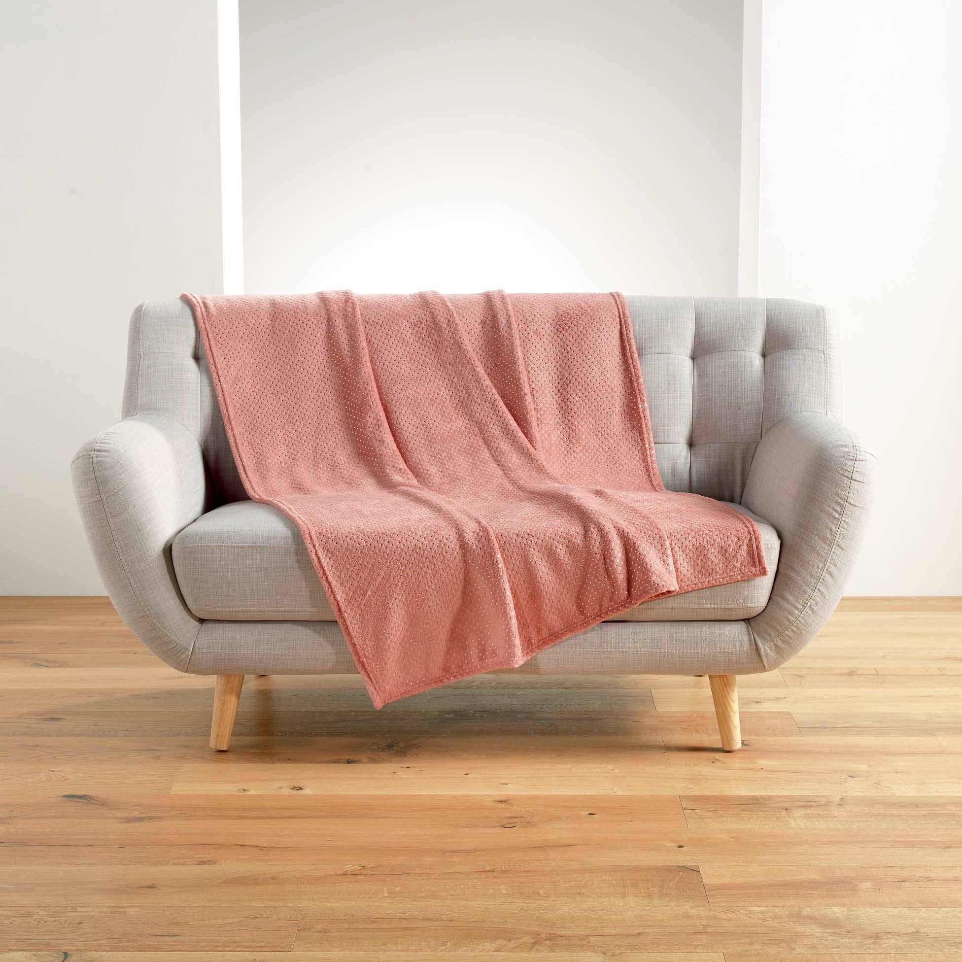 Douceur d\'intérieur Přehoz přes postel, růžová barva, 125 x 150 cm, MAZARINE - EMAKO.CZ s.r.o.
