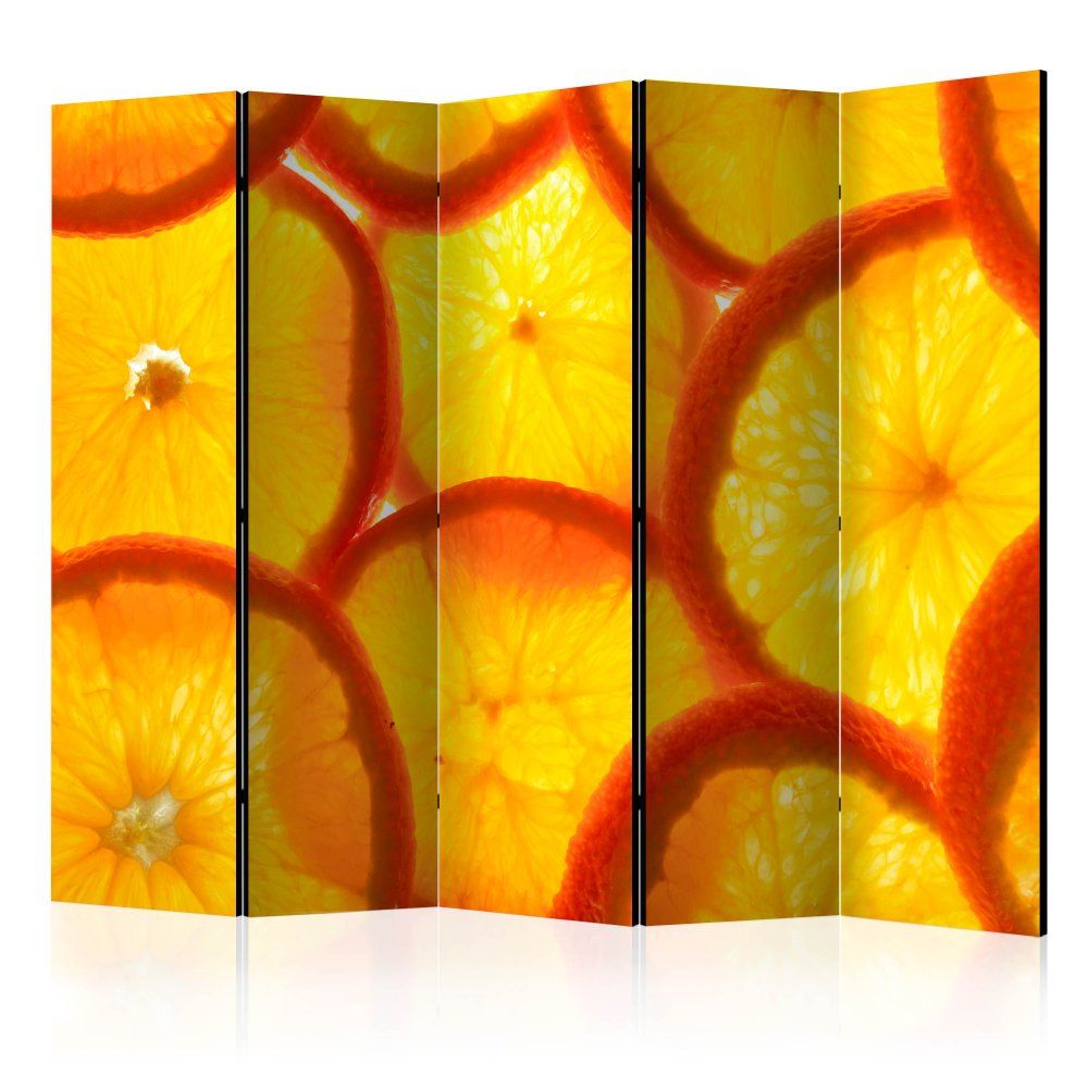 Paraván Orange slices Dekorhome 225x172 cm (5-dílný) - DEKORHOME.CZ