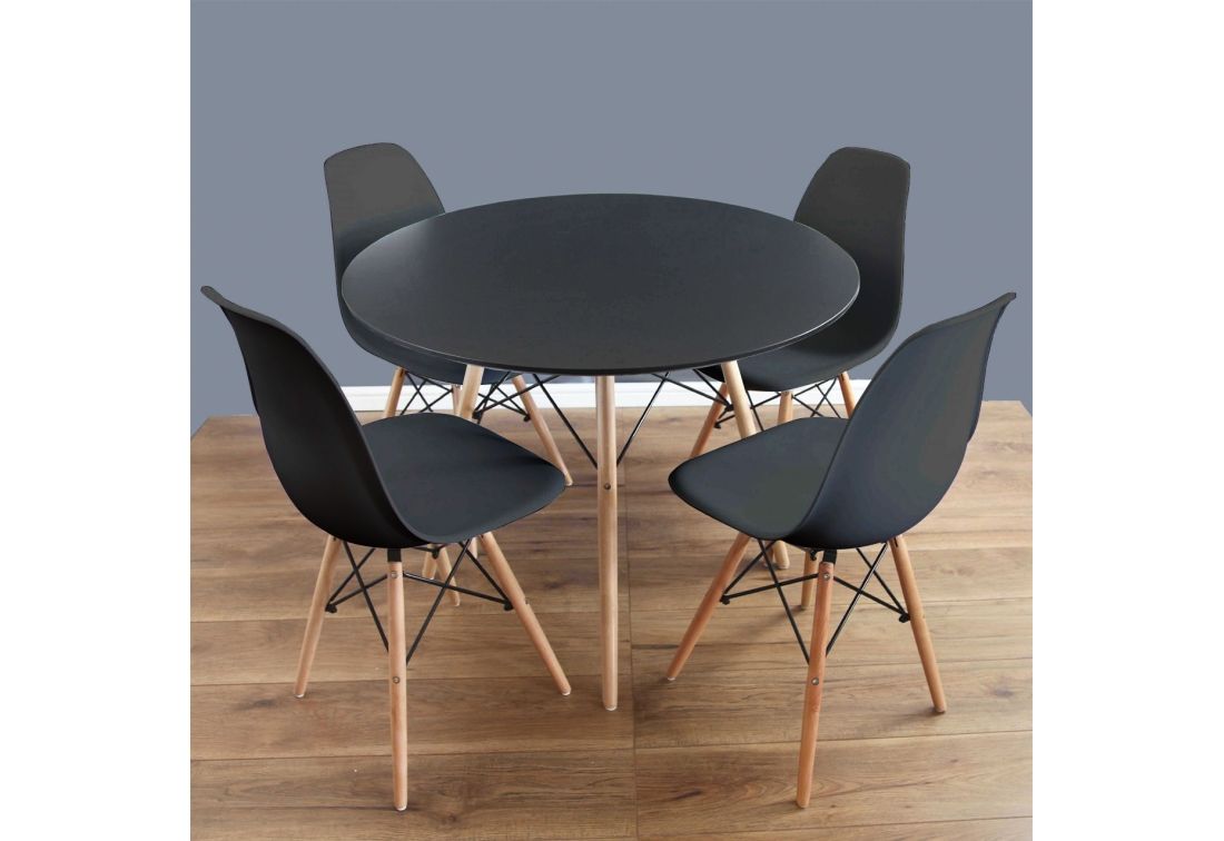 Jídelní sestava GULDEN, stůl + 4x židle, černá/buk - Expedo s.r.o.