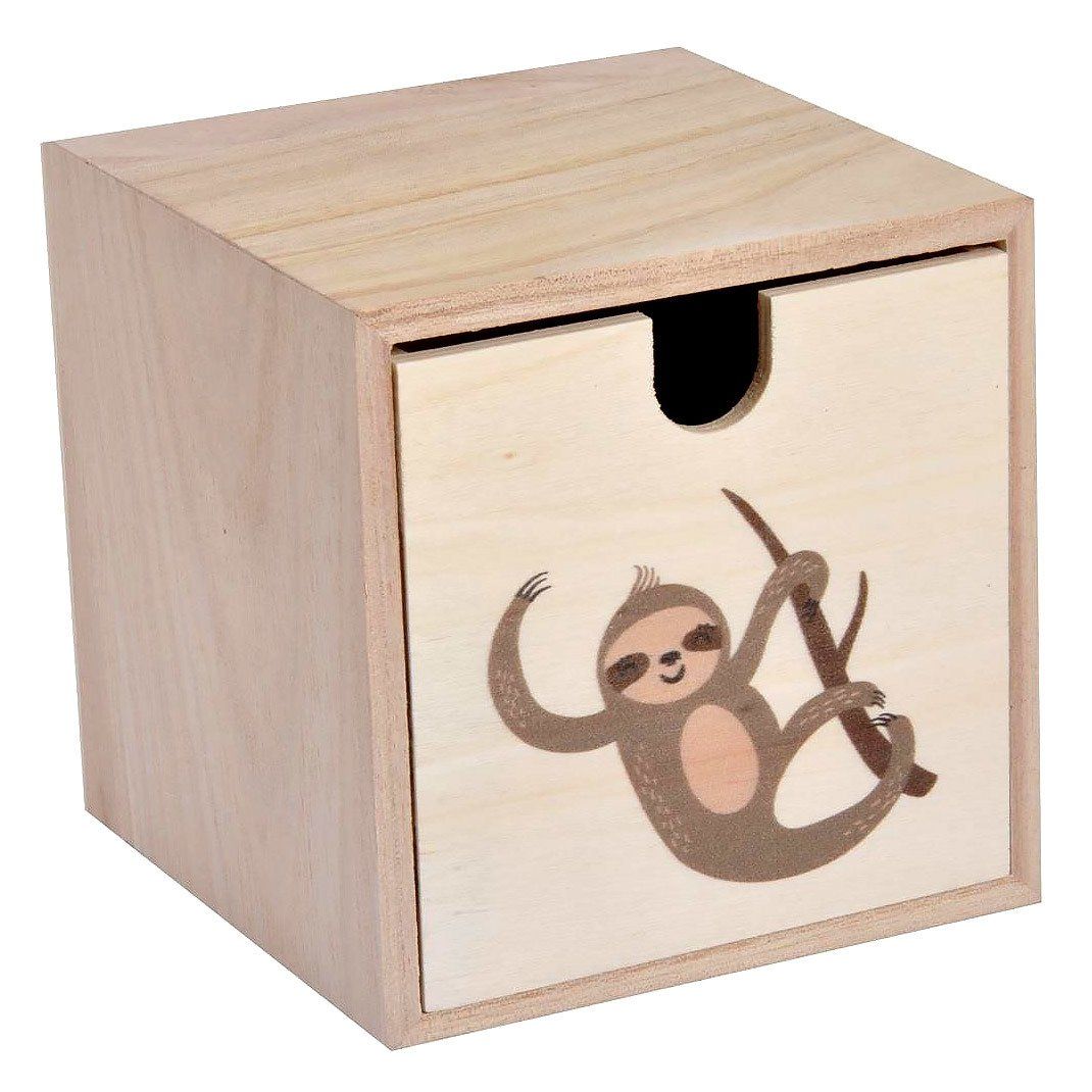 Douceur d\'intérieur Dřevěná krabička pro děti HELLO JUNGLE, motiv Leniwca - EMAKO.CZ s.r.o.