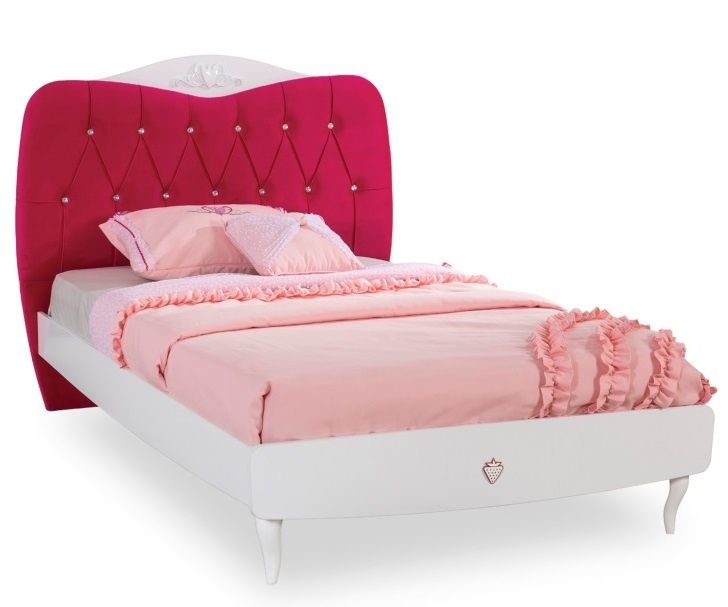 Studentská postel 120x200cm Rosie - bílá/rubínová - Nábytek Harmonia s.r.o.