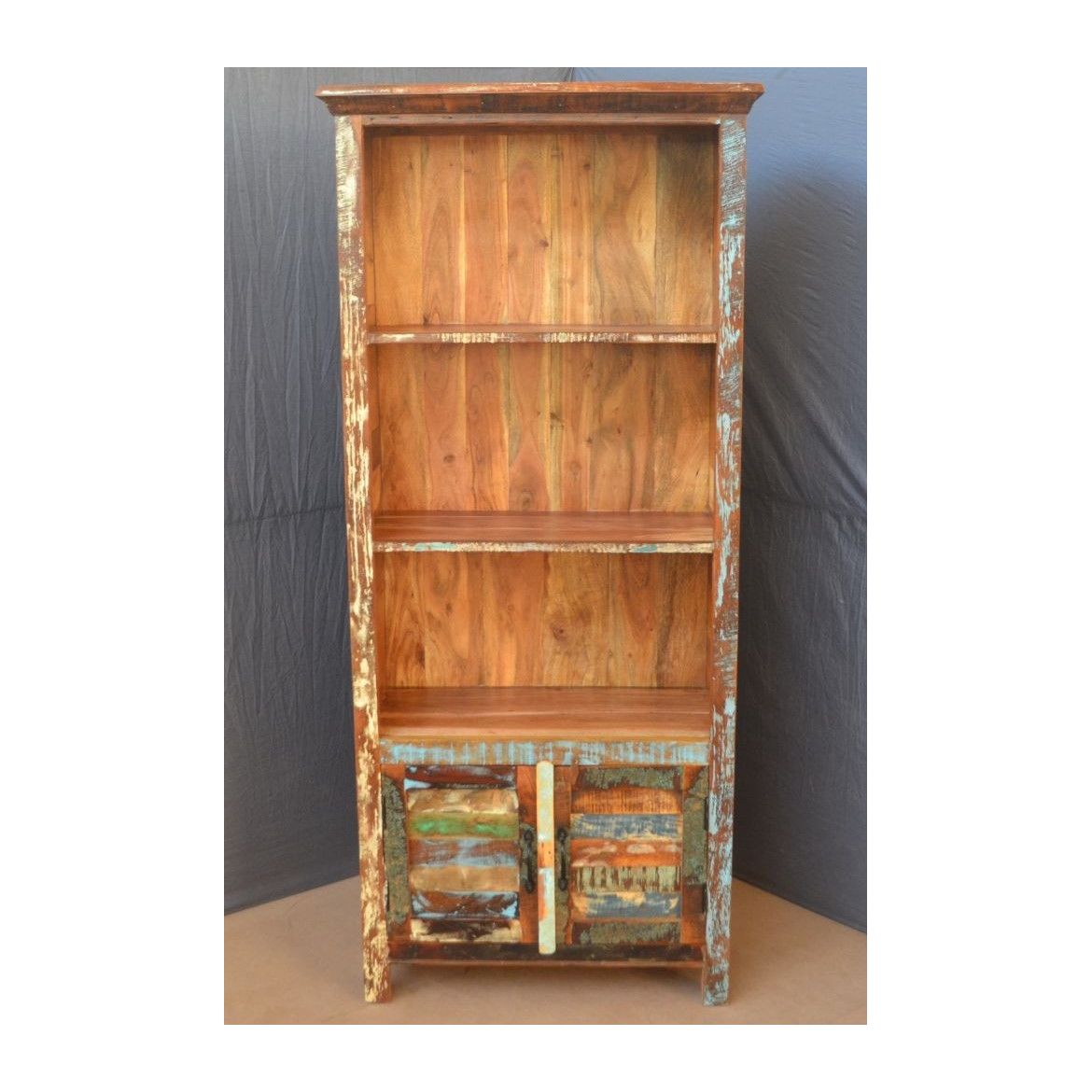 Knihovna Retro 90x180x35 recyklovaného mangového dřeva Old spice - Lakšmi - Indický Nábytek.cz