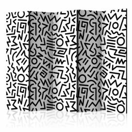 Paraván Black and White Maze Dekorhome 225x172 cm (5-dílný)