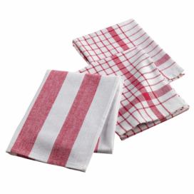 Douceur d\'intérieur Kuchyňské ručníky, červená barva, 3 kusy UTILO, 50 x 70 cm
