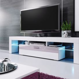 Televizní stolek VERA MINI - bílý / bílý lesk