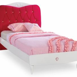 CLK Dětská postel Rosie 100x200cm-bílá/rubínová