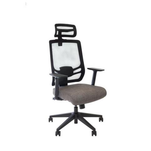 Ergonomická židle inFlex I8-Z, síť ST-01 černá, sedák HM-34 šedý, opěrka hlavy - Rafni
