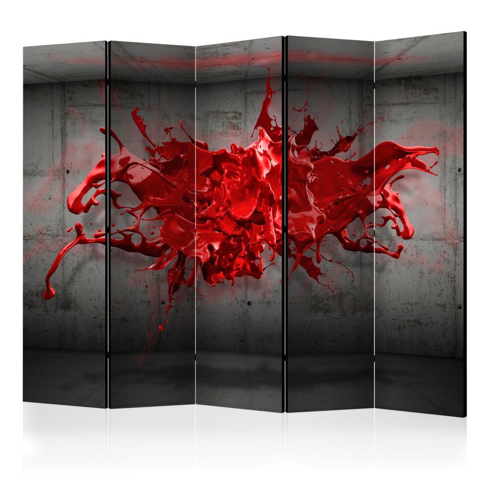 Paraván Red Ink Blot Dekorhome 225x172 cm (5-dílný) - DEKORHOME.CZ