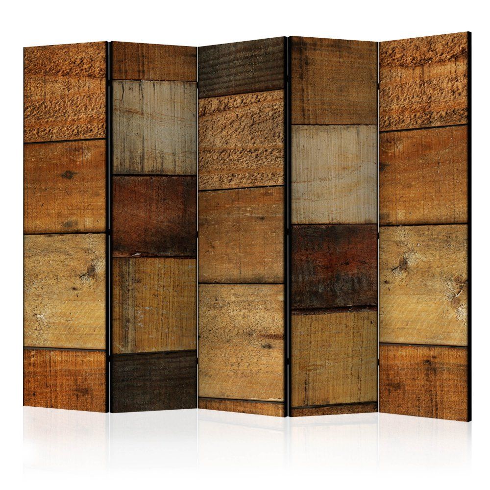 Paraván Wooden Textures Dekorhome 225x172 cm (5-dílný) - DEKORHOME.CZ