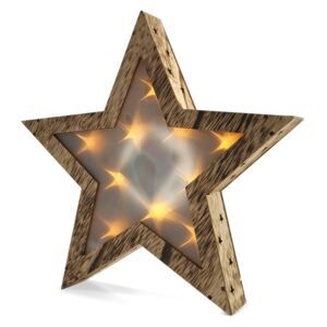 1V42 Solight LED dřevěná vánoční hvězda, 3D efekt světla, 3 x AA , teplá bílá - Favi.cz