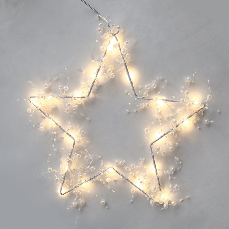 ACA DECOR LED Vánoční hvězda s perlami do okna 20 LED, teplá bílá barva, IP44 - STERIXretro