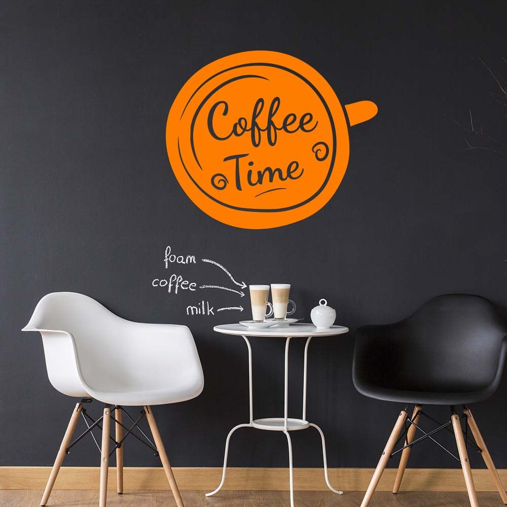 Coffee time - samolepka na zeď Oranžová 30x25 cm - GLIX DECO s.r.o.