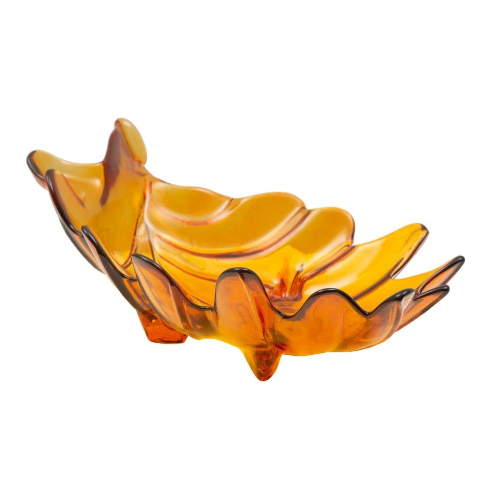 Oranžová miska z recyklovaného skla Mauro Ferretti Leaf, 33 x 20 cm - Bonami.cz