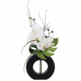Atmosphera Umělá orchidej, květina v černém květináči, 44 x 18 x 16 cm
