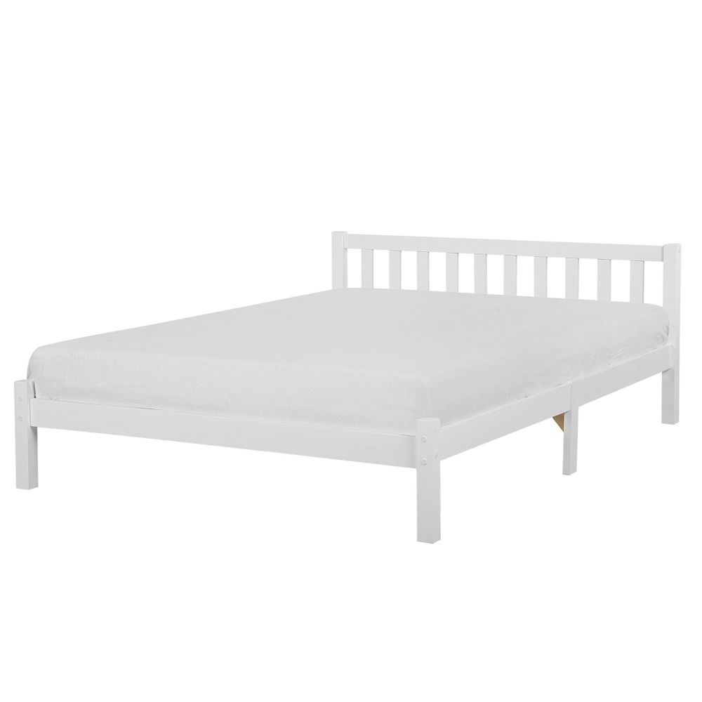 Dřevěná postel 180 x 200 cm bílá FLORAC - Beliani.cz