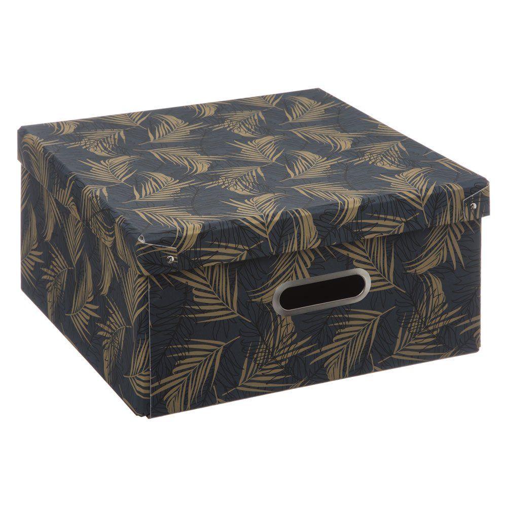 5five Simple Smart Kartonová krabice s víkem, úložný box, 31 x 31 cm, černá s motivem dlaně - EMAKO.CZ s.r.o.