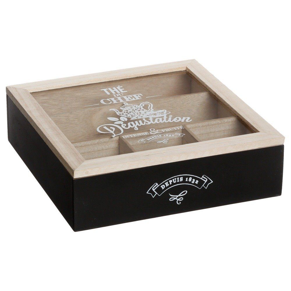 Atmosphera Tea box s 5 přihrádkami, černá barva, 24x24x7 cm - EMAKO.CZ s.r.o.
