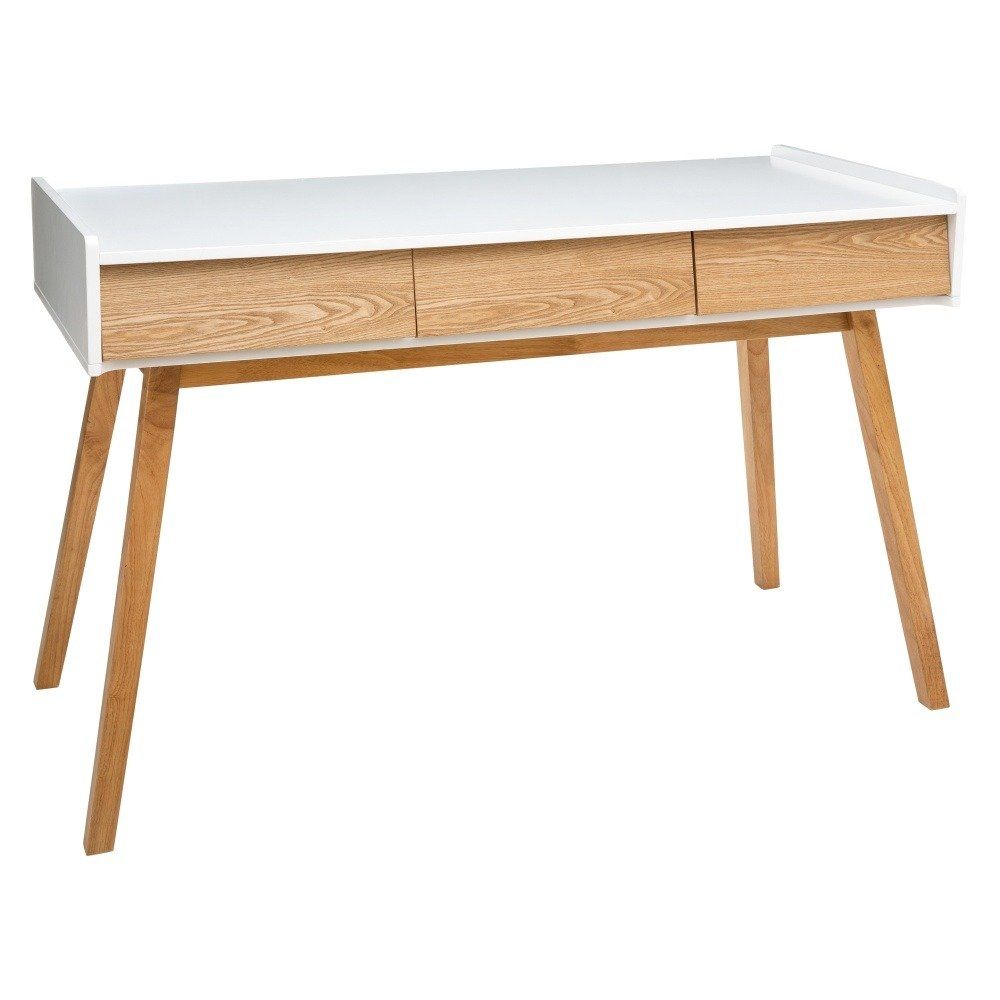 Atmosphera Dřevěná konzola ELVA se 3 zásuvkami, elegantní stůl v moderním stylu, 120 x 55 cm, bílá - EMAKO.CZ s.r.o.