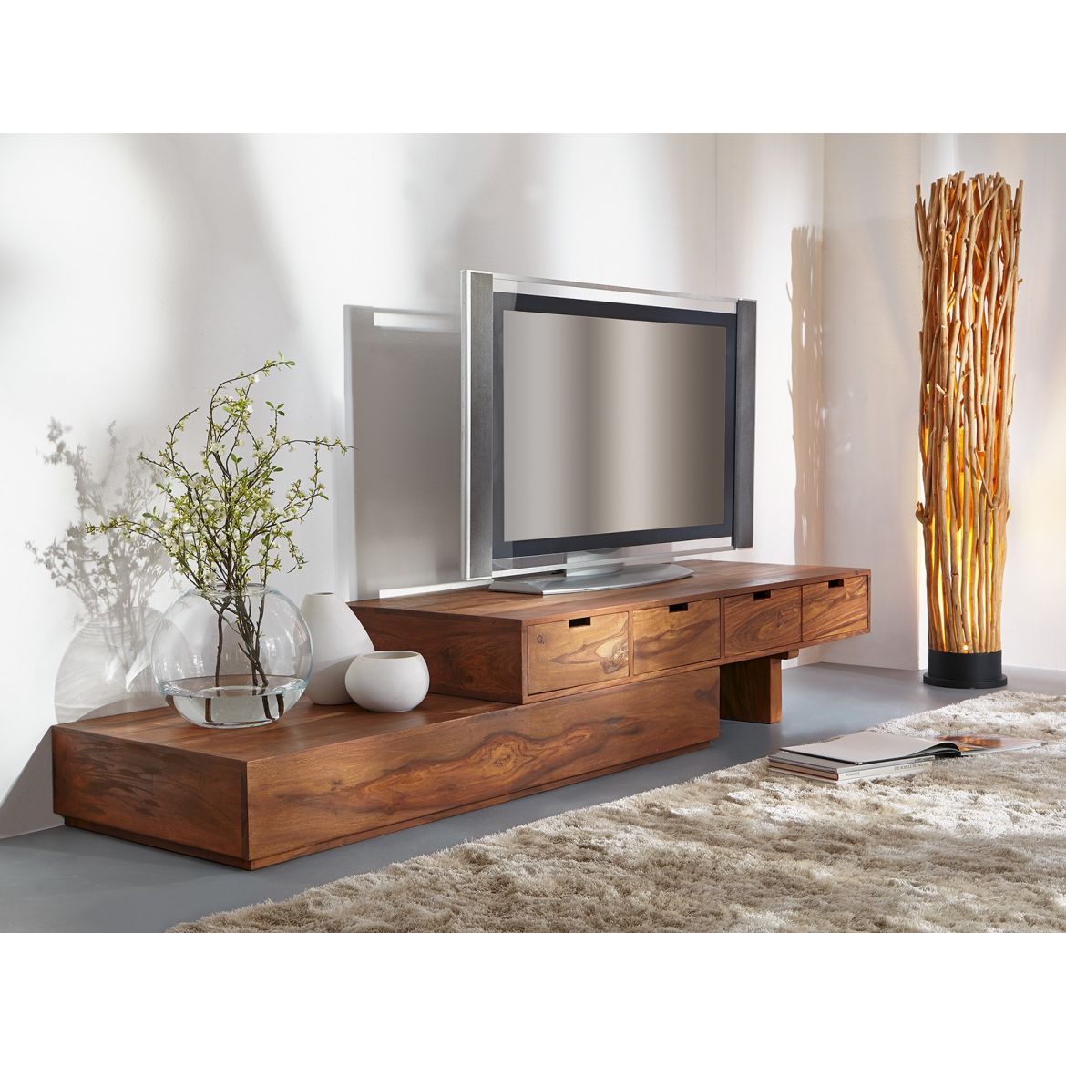 TV stolek 260x40x60 z indického masivu palisandr Only stain - Lakšmi - Indický Nábytek.cz