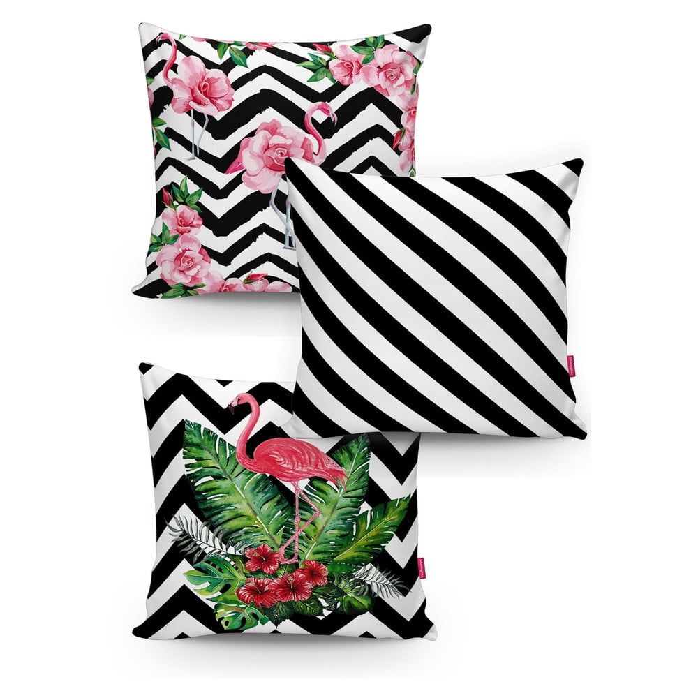 Sada 3 povlaků na polštáře Minimalist Cushion Covers BW Stripes Jungle, 45 x 45 cm - Bonami.cz