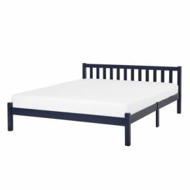Dřevěná postel 160 x 200 cm tmavě modrá FLORAC