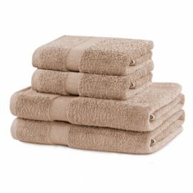 Set 2 béžových ručníků a 2 osušek DecoKing Marina Beige