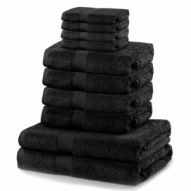 Set 8 černých ručníků a 2 osušek DecoKing Marina Black