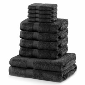 Set 8 tmavě šedých ručníků a 2 osušek DecoKing Marina Charcoal