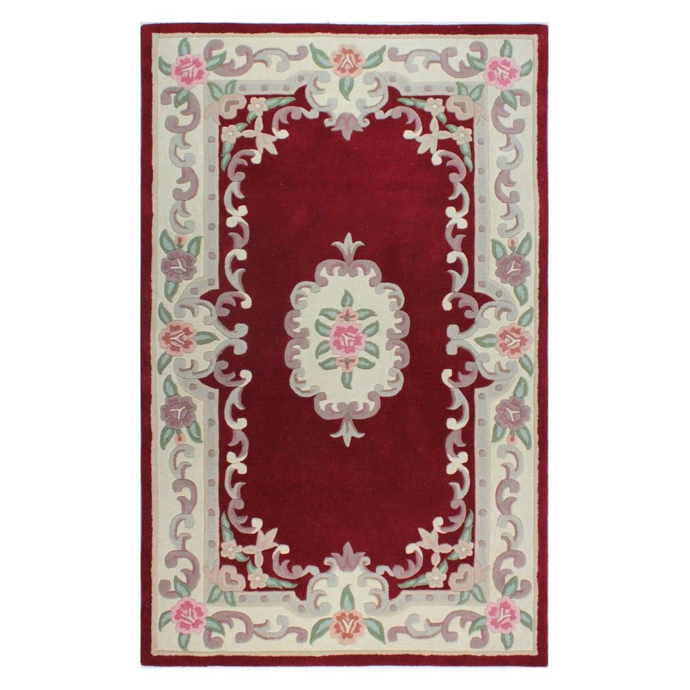 Červený vlněný koberec Flair Rugs Aubusson, 120 x 180 cm - Bonami.cz