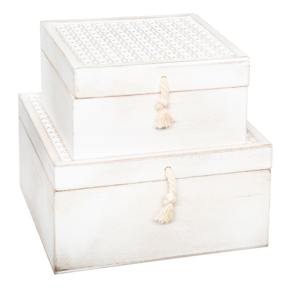 Atmosphera Sada 2 krabic pro drobné předměty, bi-jourette, DECO boxy v bílé barvě - EMAKO.CZ s.r.o.