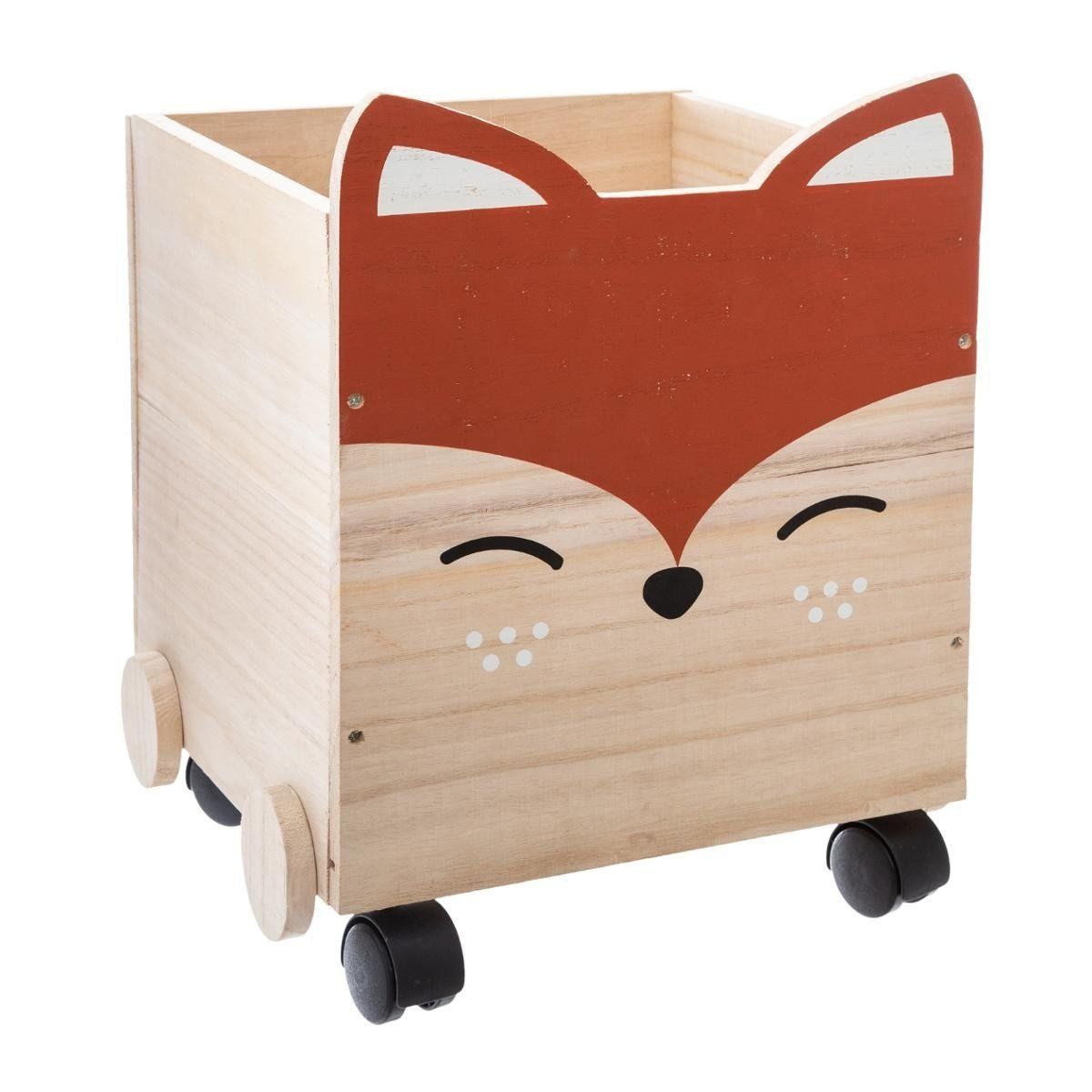 Dřevěná nádoba FOX s kolečky, mobilní box, 30x28x38 cm - EMAKO.CZ s.r.o.