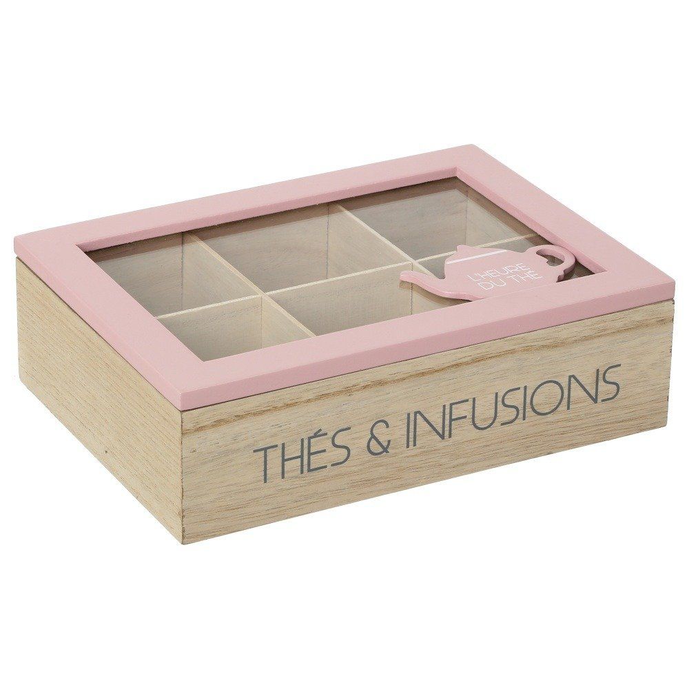 Atmosphera Organizátor Tea Box s 6 přihrádkami, růžová barva - EMAKO.CZ s.r.o.